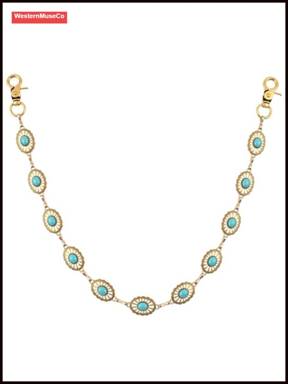 Metal Turquoise Pants Chain 20.87 Inch Wallet Chain Clasp